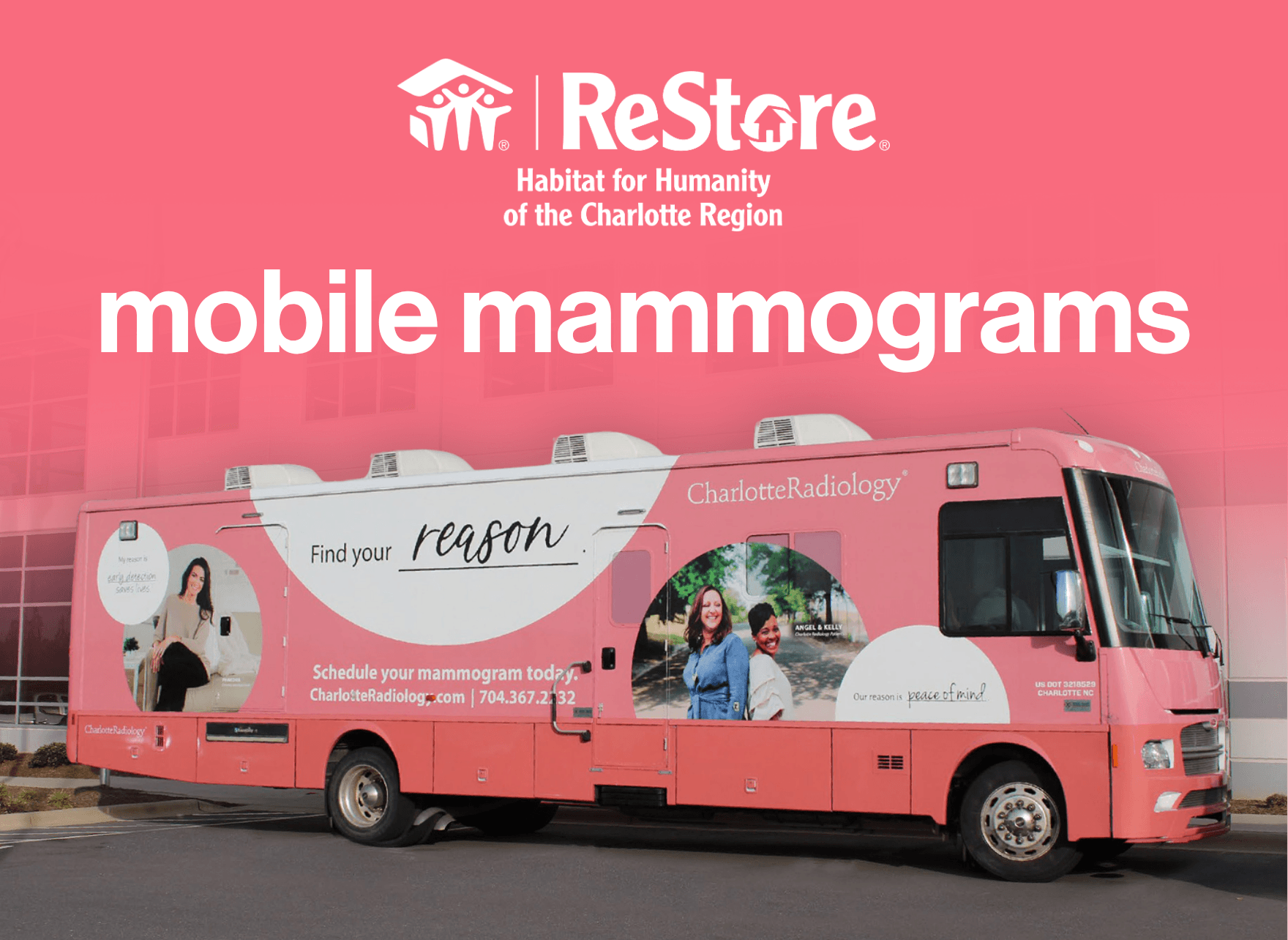 Charlotte Radiology mobile mammogram at the Pineville ReStore